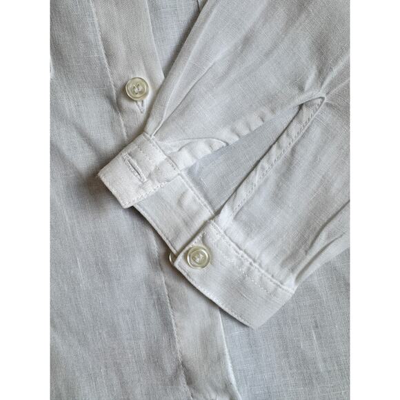 Lord & Taylor 100% Linen Button Front Blouse White Long Sleeve Women’s Small - Picture 4 of 6